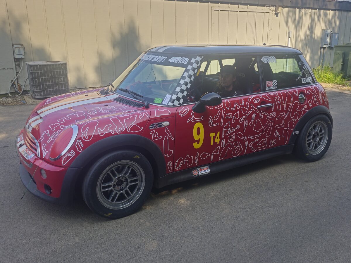 Grass Paddock Motorsports Mini Cooper on track